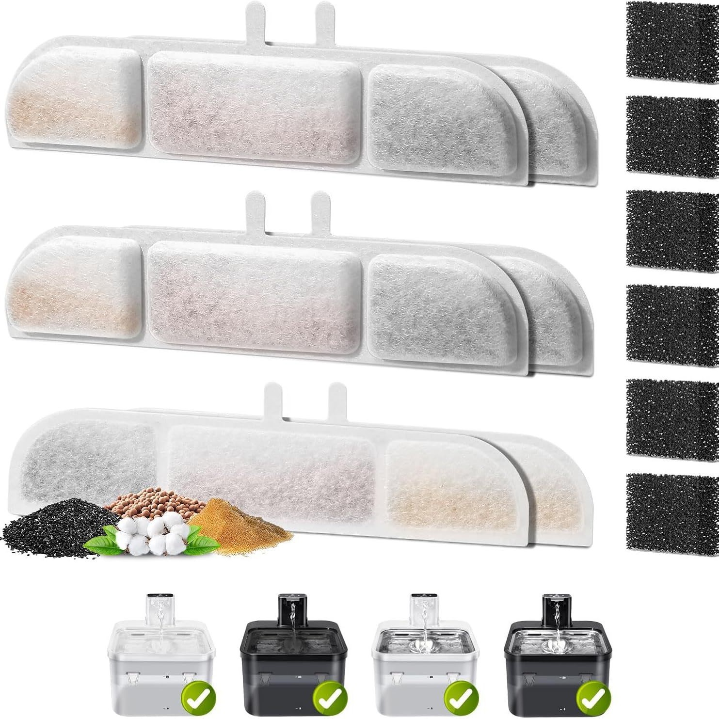 Pet Fountain Filter Replacement - DownyPaws Activated Carbon Filter Cartridge Replacement