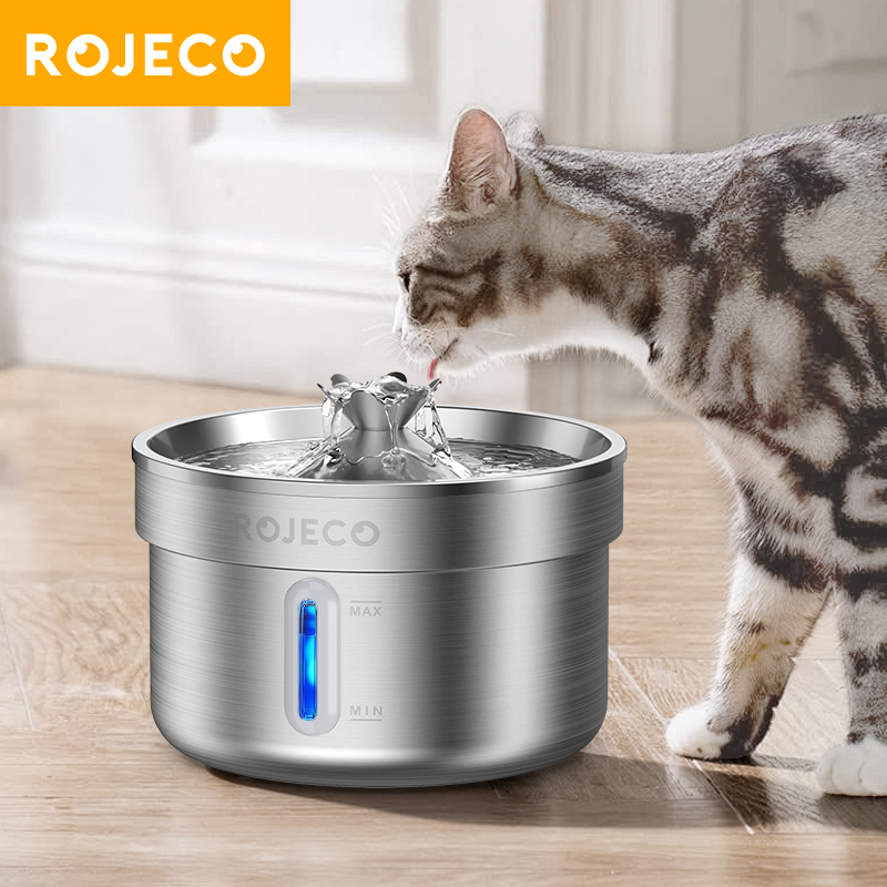 Smart Pet Water Fountain Wifi - ROJECO Stainless Steel Pet Drinking Fountain