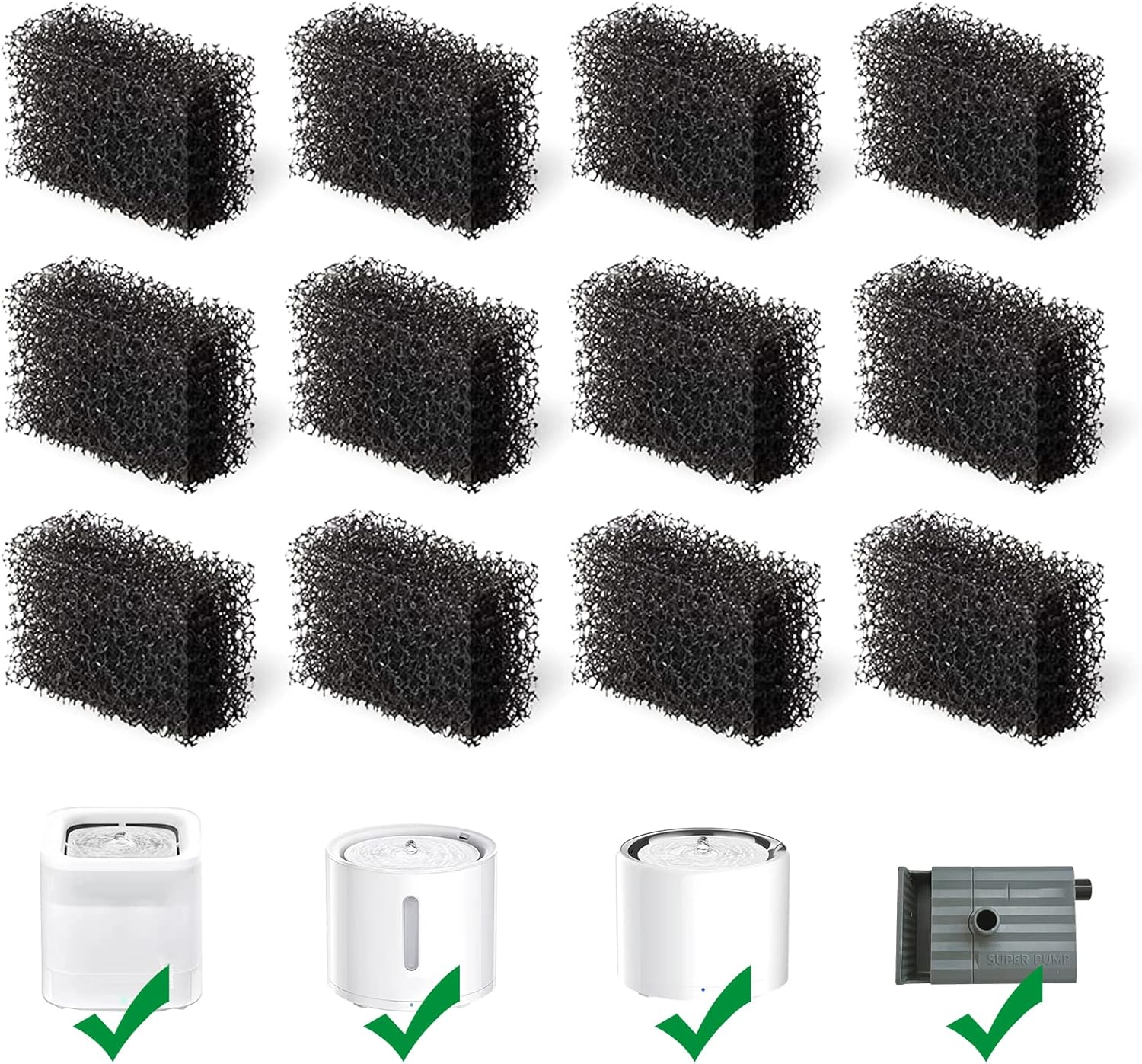 Pet Fountain Filter Replacement - 12 Pack Cat Water Fountain Sponge