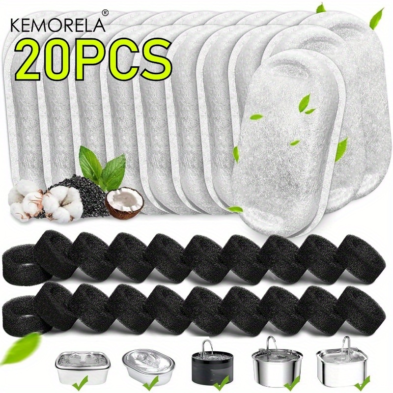 Pet Water Fountain Stainless Steel - KEMORELA 20PCS Cat Water Fountain Activated