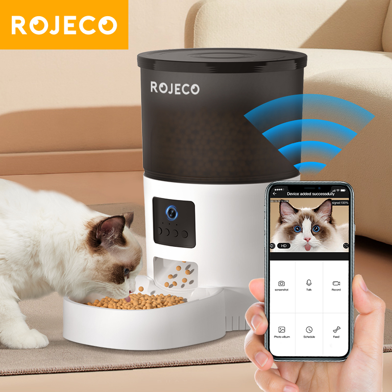 Pet Water Fountain Stainless Steel - ROJECO Automatic Cat Feeder With Camera