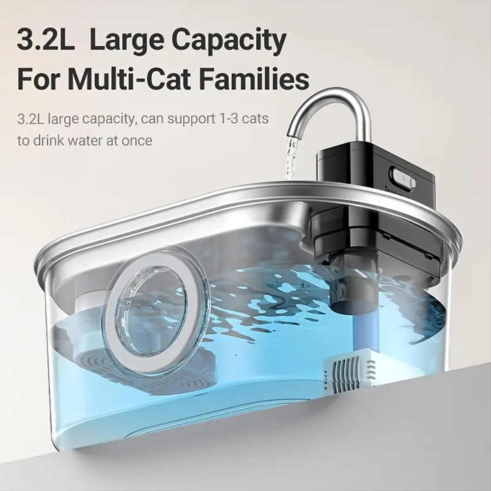 3.2L Stainless Steel Wireless  - Wireless Pet Water Fountain Battery 评论和价格