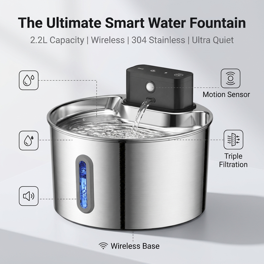 Wireless Charging Cat Water Fo - Wireless Pet Water Fountain Battery 评论和价格