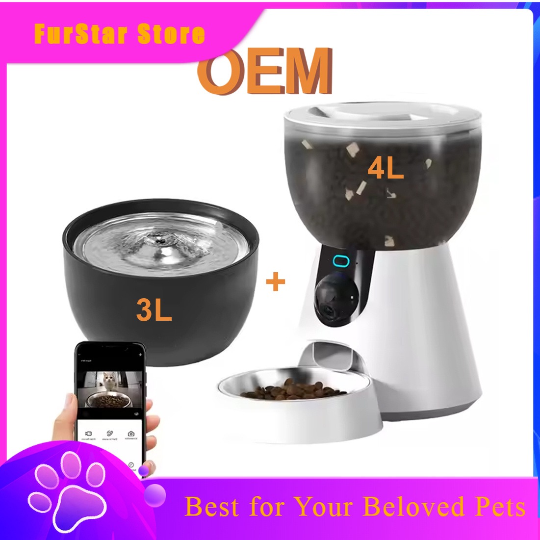 FurStarAutomatic Pet Feeder 4L - Smart Pet Water Fountain Wifi 评论和价格