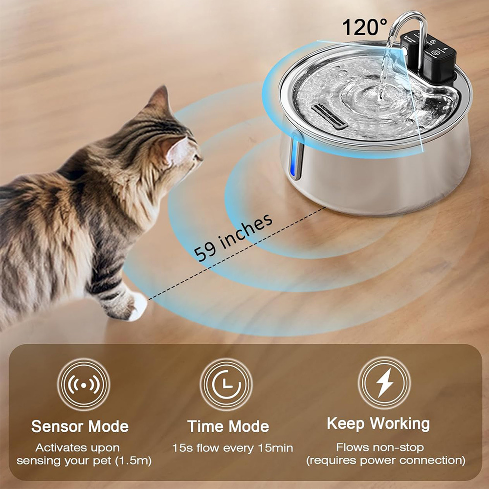 4L Wireless Recharge Stainless - Smart Pet Water Fountain Wifi 评论和价格