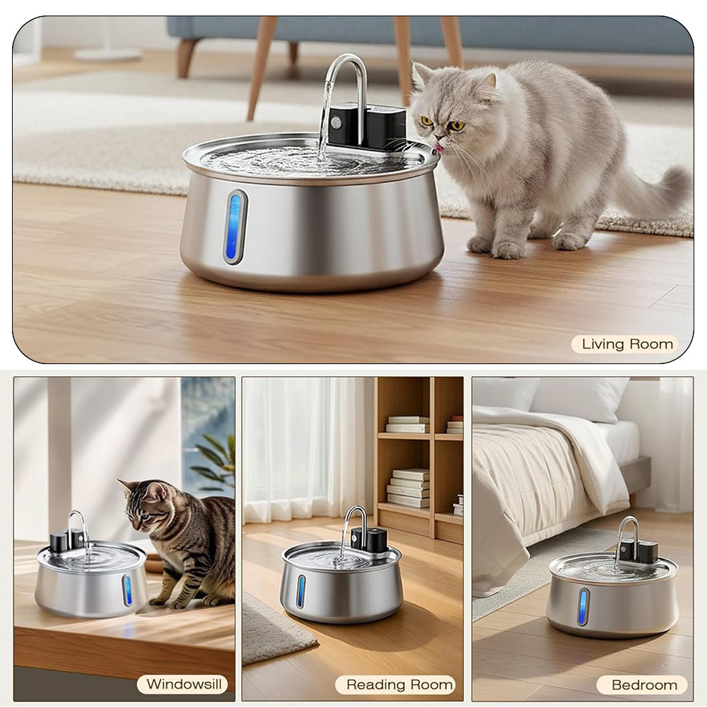 4L Wireless Recharge Stainless - Smart Pet Water Fountain Wifi 评论和价格