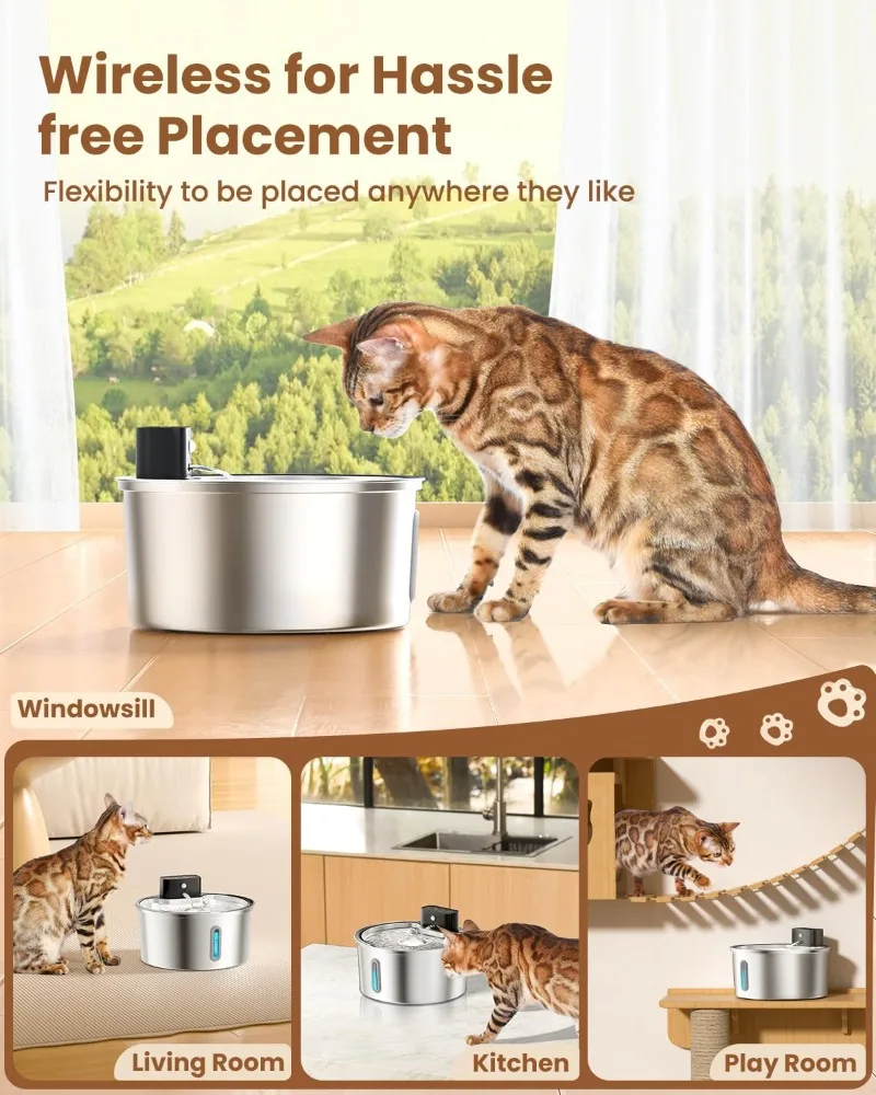 VOFORD 3.2L Recharge Wireless  - Wireless Pet Water Fountain Battery 评论和价格