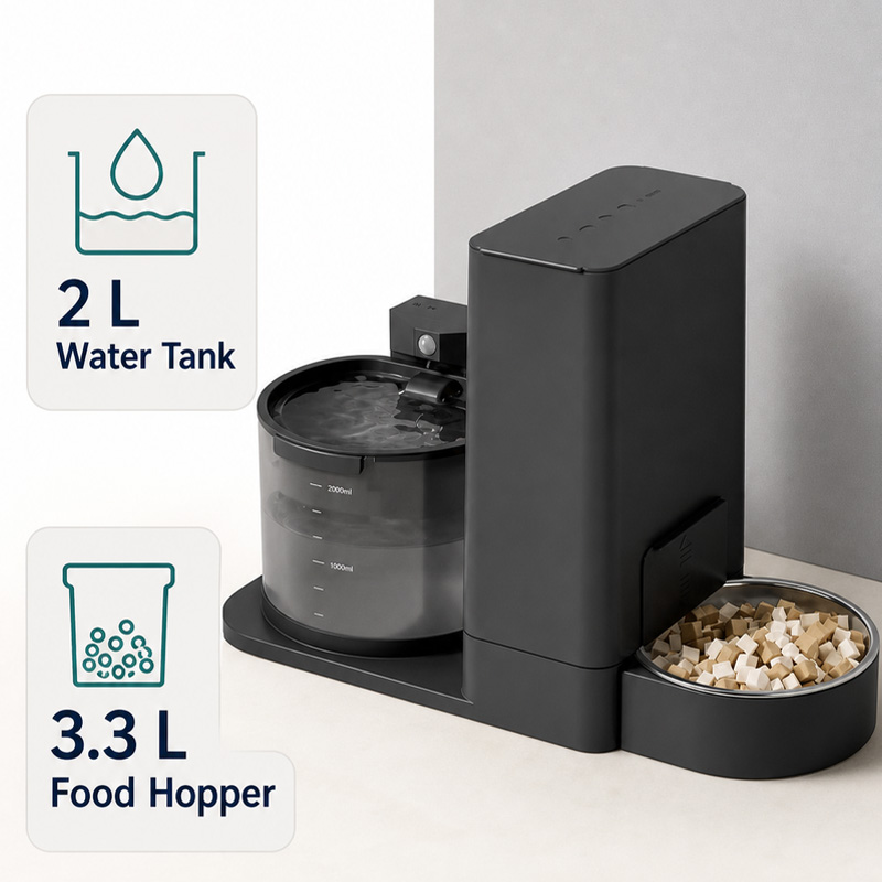 Integrated Pet Feeder 2-in-1 W - Wireless Pet Water Fountain Battery 评论和价格