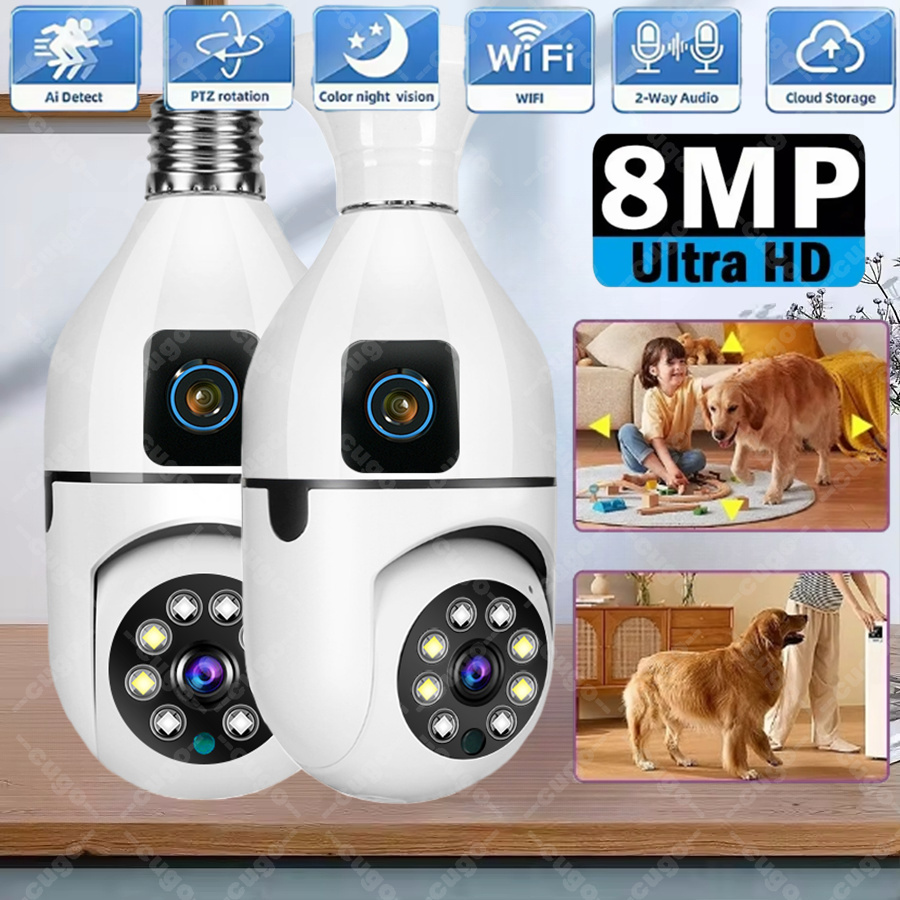 WiFi IP Camera E27 Bulb Cam 8M - Smart Pet Feeder Camera Wifi 评论和价格