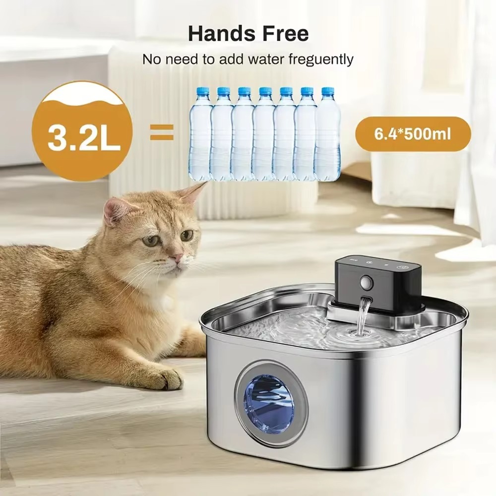 FurStar3.2L Stainless Steel Au - Wireless Pet Water Fountain Battery 评论和价格