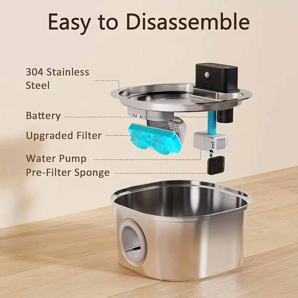 FurStar3.2L Stainless Steel Au - Wireless Pet Water Fountain Battery 评论和价格