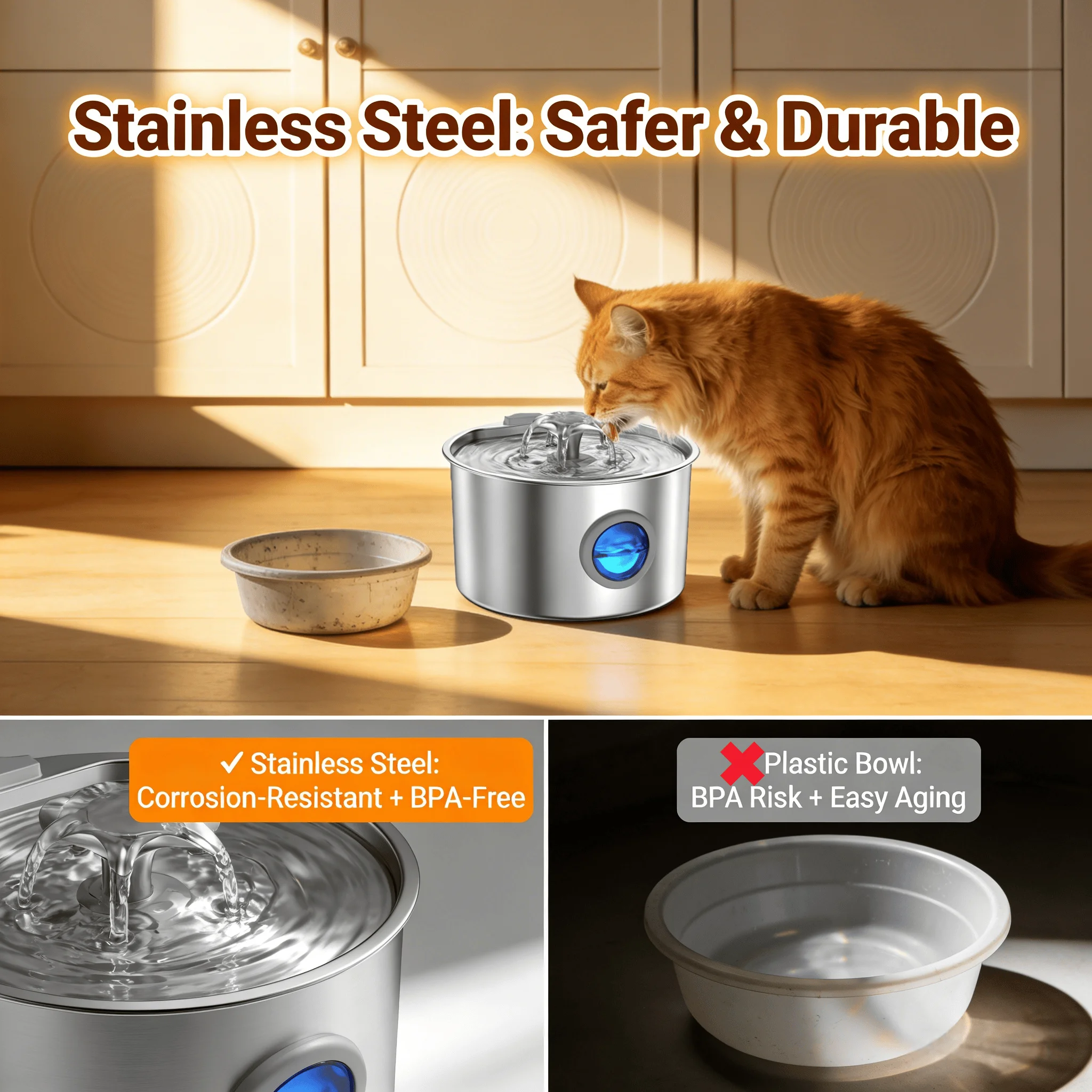 3.2L Ultra Quiet Stainless Ste - Pet Water Fountain Stainless Steel 评论和价格