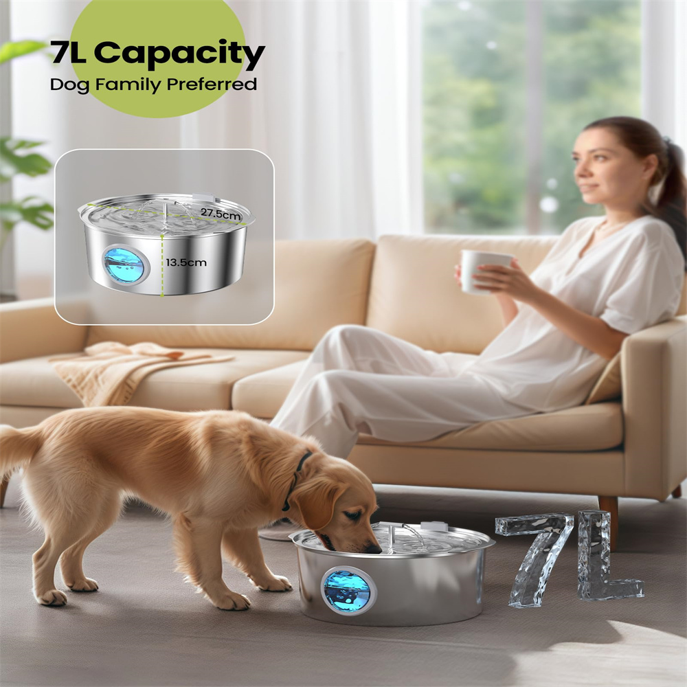 7L Large Capacity Stainless st - Dog Water Fountain Large 评论和价格