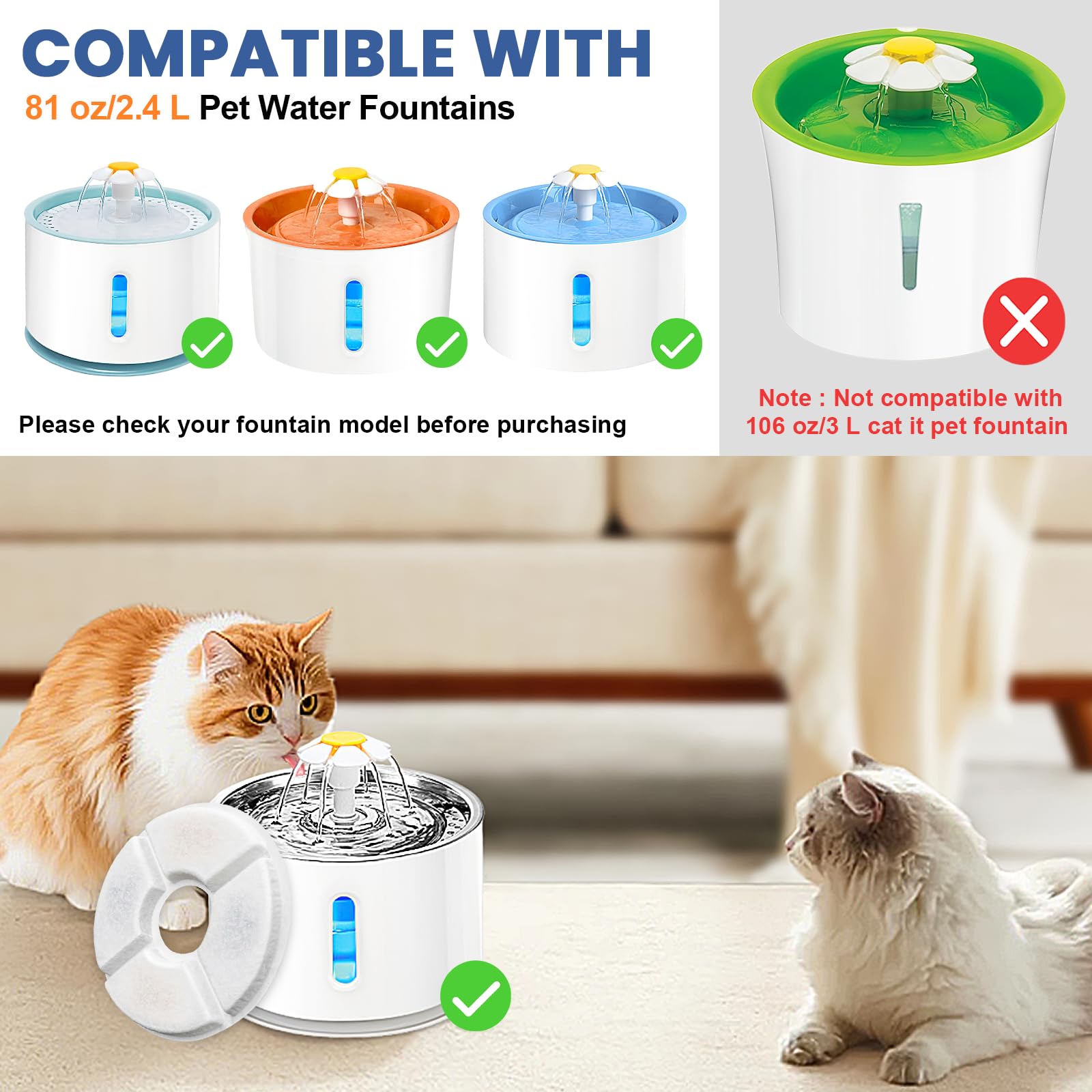 Cat Water Fountain Filter Repl - Pet Water Fountain Pump Replacement 评论和价格