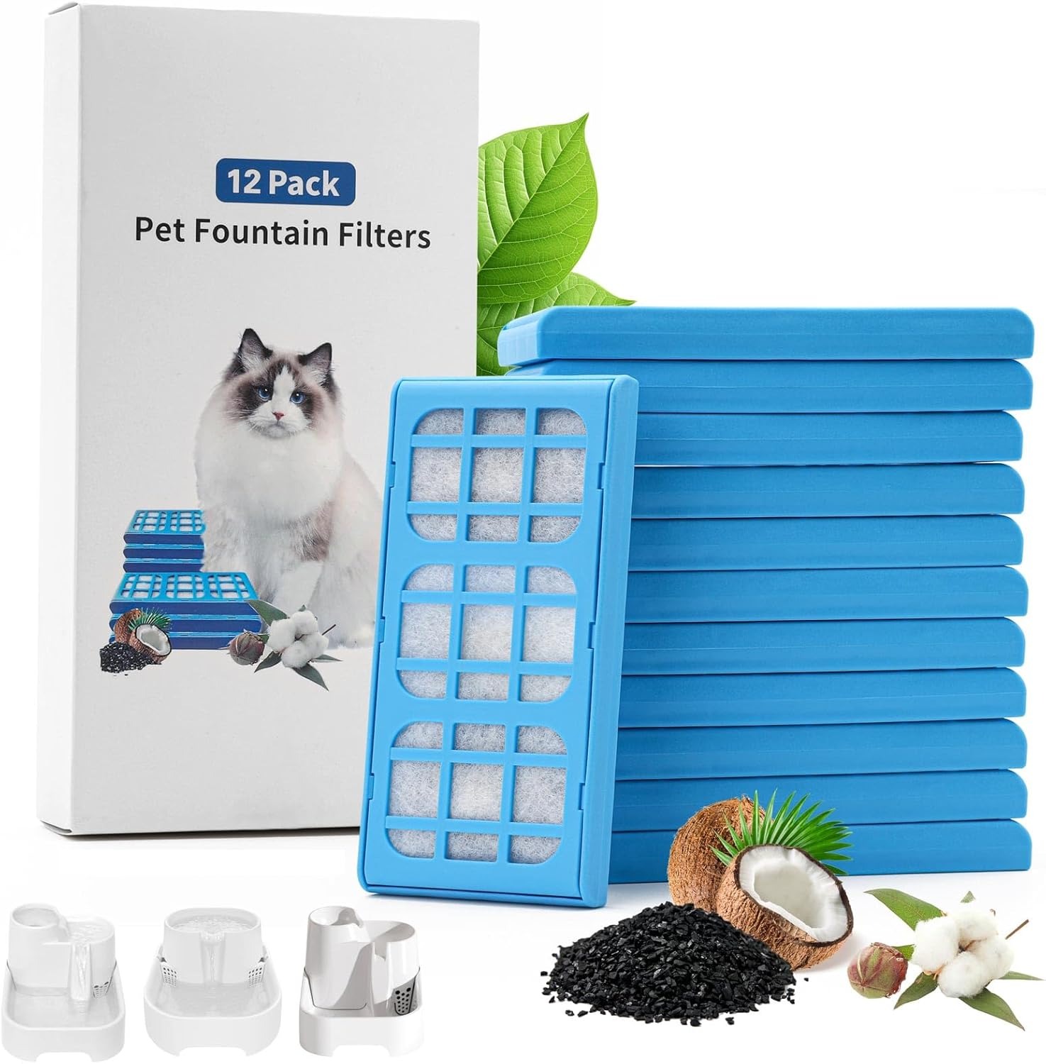 12-Packs Filter Cartridges Rep - Pet Fountain Filter Replacement 评论和价格