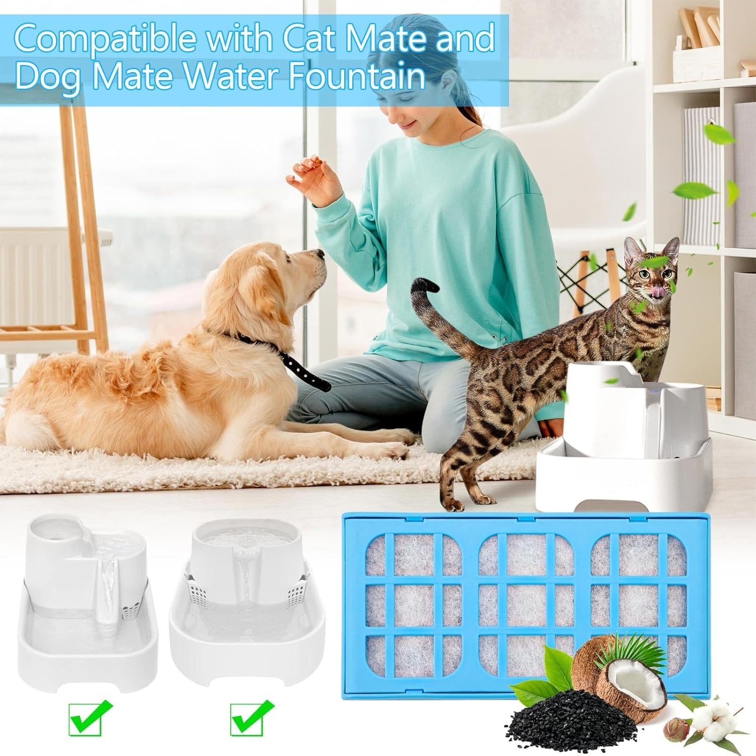 12-Packs Filter Cartridges Rep - Pet Fountain Filter Replacement 评论和价格
