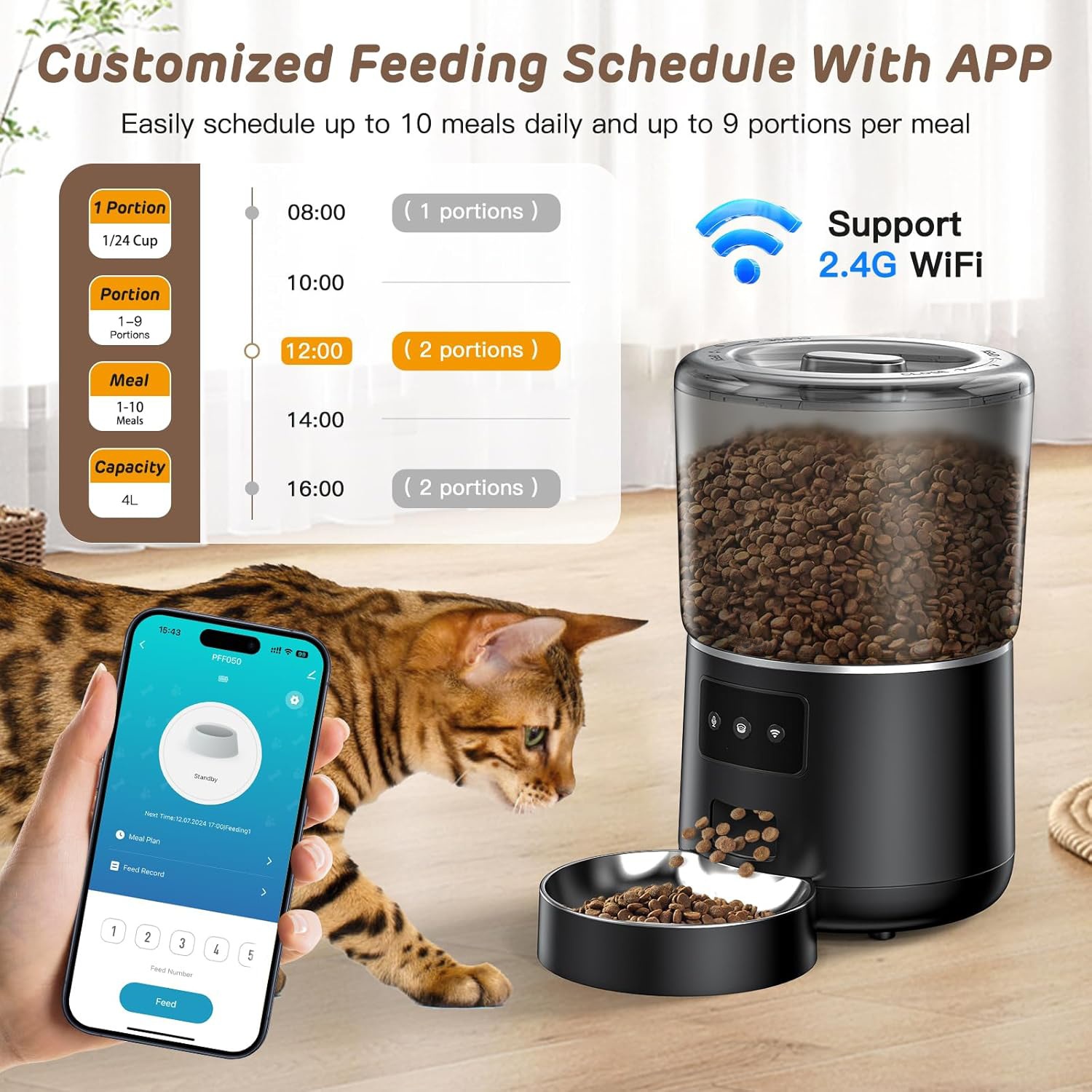 Pet Automatic Feeder 4L Smart  - Smart Pet Feeder Camera Wifi 评论和价格