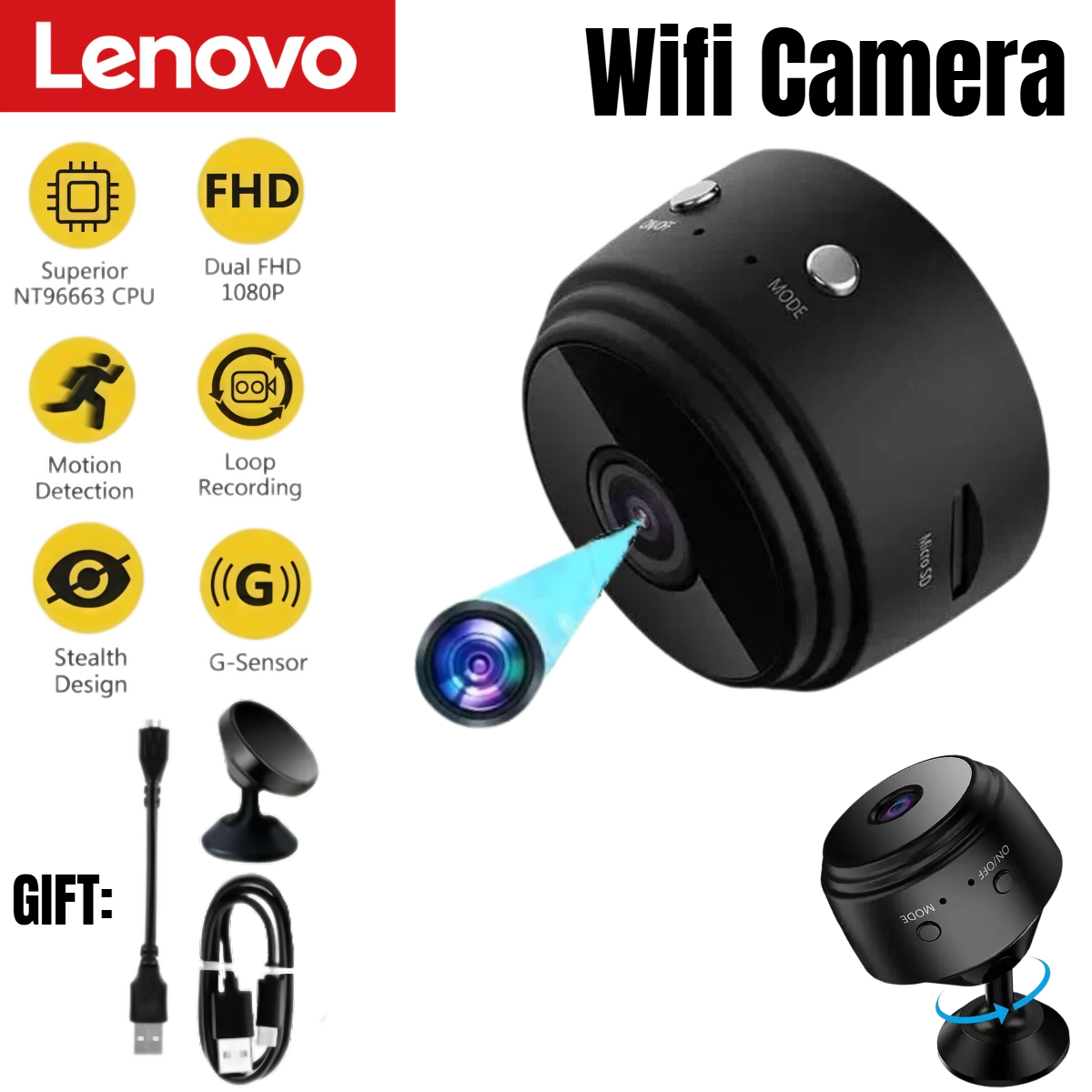 Lenovo A9 WiFi Mini Camera Wir - Smart Pet Feeder Camera Wifi 评论和价格