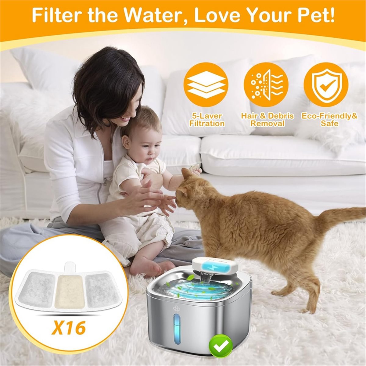 Aug.A632F-16PCS Replacement Fi - Pet Fountain Filter Replacement 评论和价格