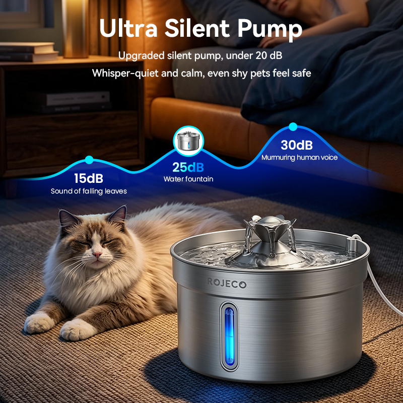 ROJECO 4L Stainless Steel Cat  - Pet Water Fountain Stainless Steel 评论和价格