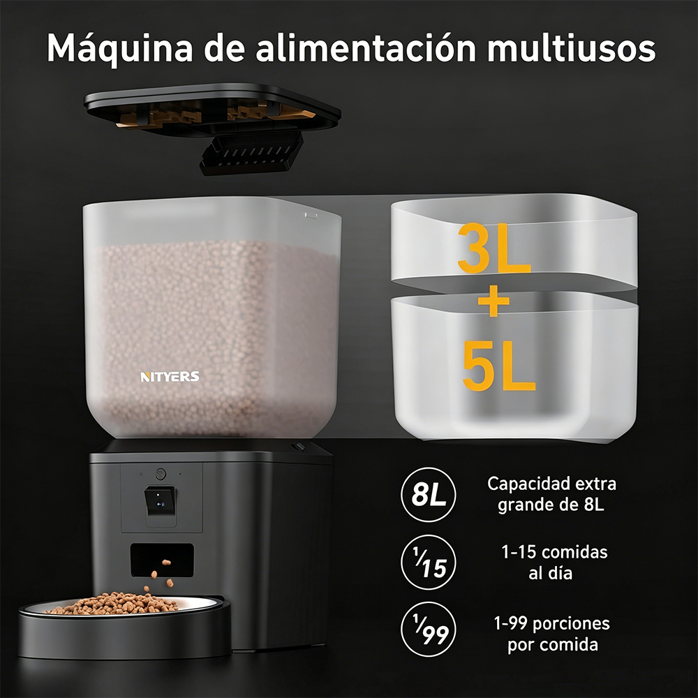 Nityers 8L Automatic Cat Feede - Smart Pet Feeder Camera Wifi 评论和价格