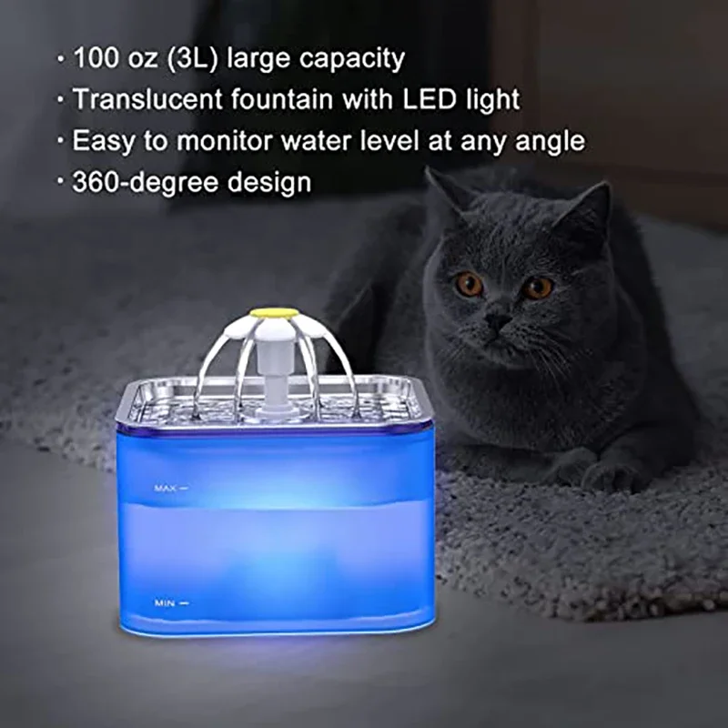 3L Crystal Cat Water Fountain  - Automatic Cat Water Dispenser 3L 评论和价格
