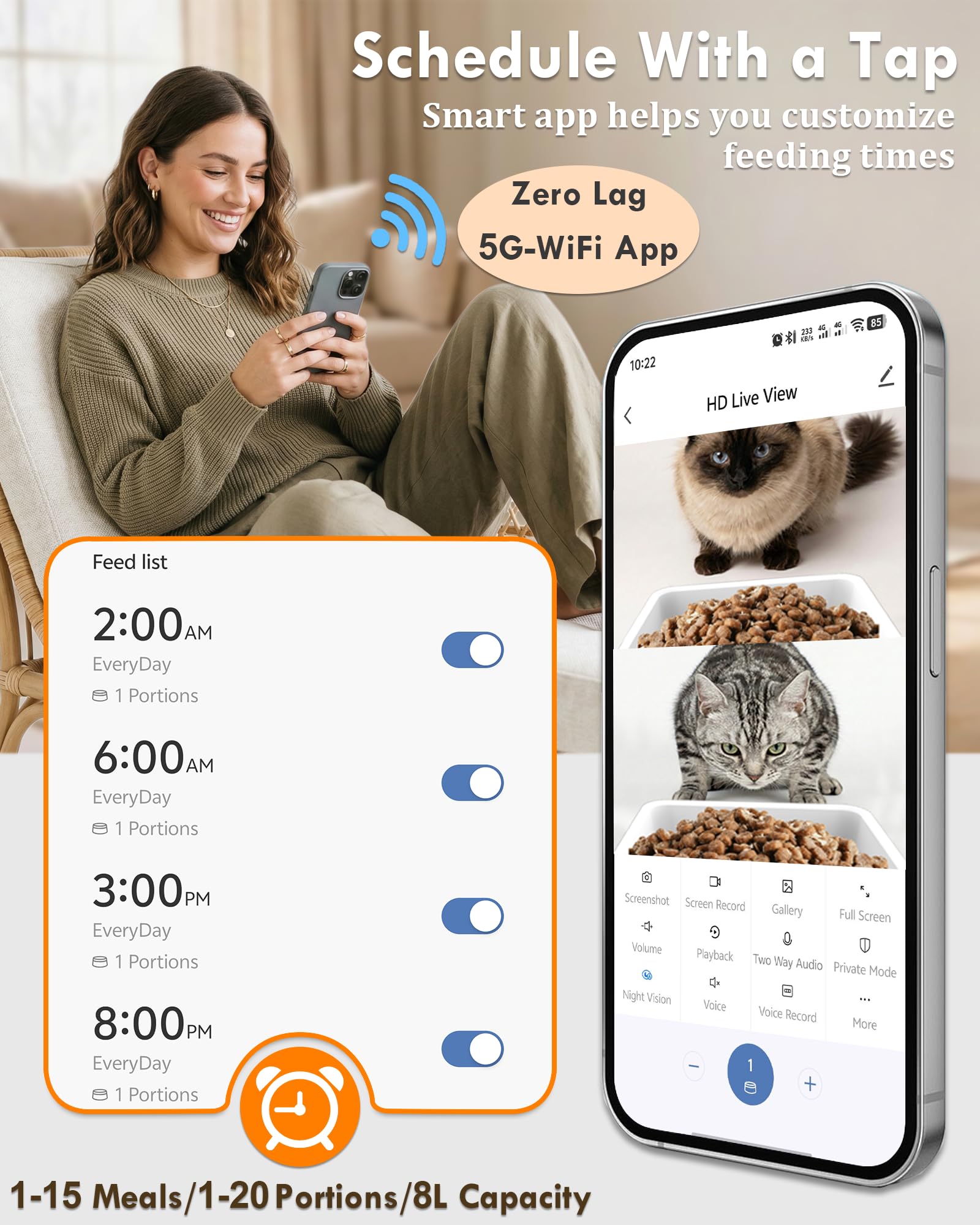 5GHz WiFi 8L Smart Automatic P - Smart Pet Feeder Camera Wifi 评论和价格