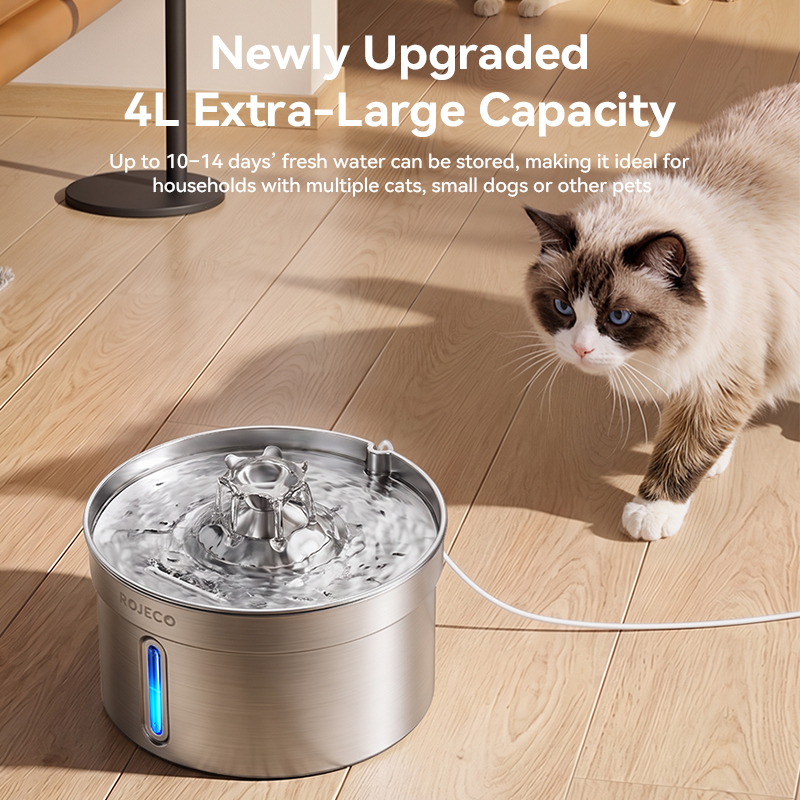 ROJECO 4L Stainless Steel Auto - Smart Pet Water Fountain Wifi 评论和价格